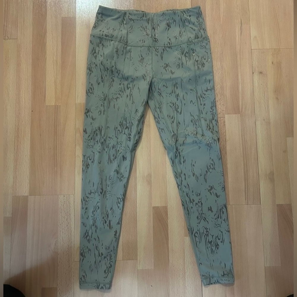 Sweaty Betty Olive Green Printed High-Rise Leggings